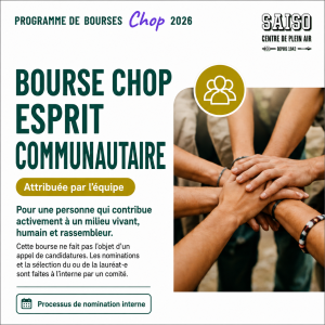ourse Chop Esprit communautaire, attribuée à l’interne par l’équipe.